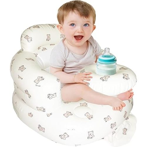 Baby Inflatable Seat with Tray for Babies 3-36 Months, Built in Air Pump, Baby Support Seat Summer Toddler Chair for Sitting Up, Baby Shower Chair Floor Seater, Infant Back Support Sofa