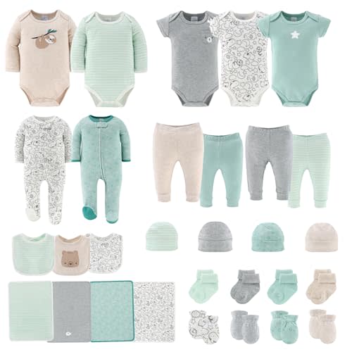 The Peanutshell Baby Layette Gift Set for Baby Boys or Girls - 30 Piece New Born Baby Unisex Gift Set, Baby Clothes & Newborn Essentials Must Haves - Newborn Baby Clothes 0-3 Months - Restful Basics