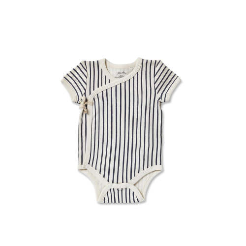 Short Sleeve Kimono One-Piece - Stripes Away Ink Blue
