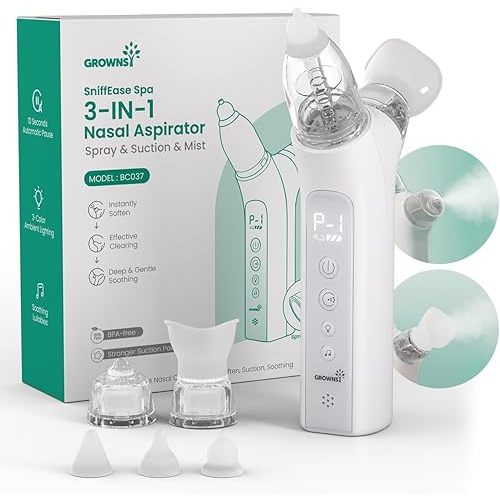 GROWNSY SniffEase Spa 3-in-1 Nasal Aspirator for Baby