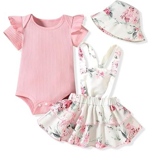 Infant Baby Girls Suspender Skirt Outfit