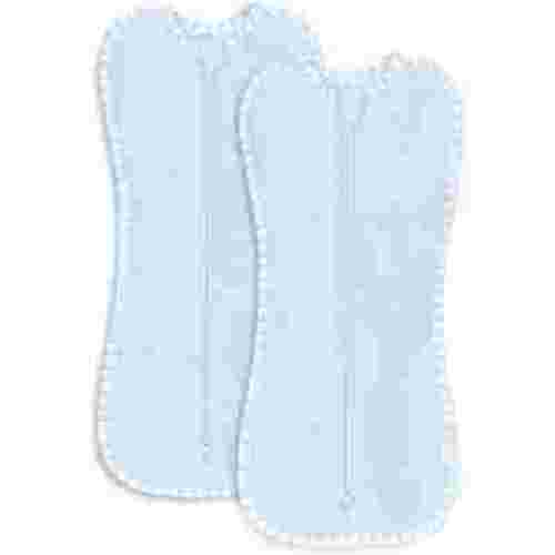 Comfy Cubs Swaddle Blanket Baby Girl Boy Easy Zipper Wrap 2 Pack Infant (Large 3-6 Months, Blue)