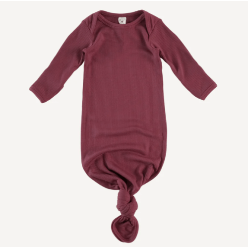 long sleeve lap neck knotted gown | port | modal skinny rib