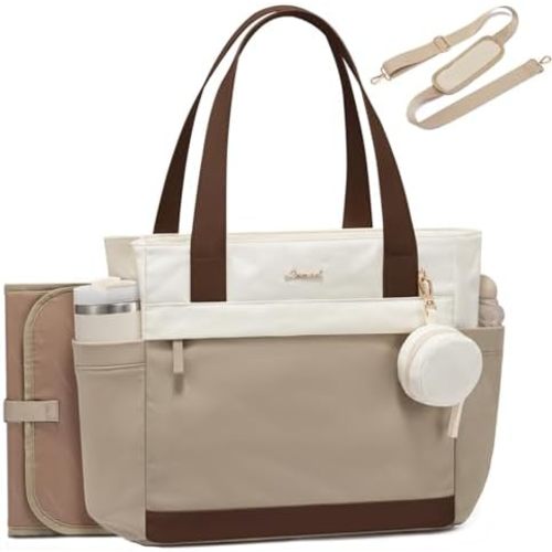 LOVEVOOK Diaper Bag Tote Large Baby Bag for Mom Hostipal and Travel Diaper Tote for Baby Boy with Pacifier Case Changing Pad