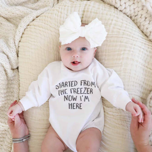 Started From The Freezer Graphic Sweatshirt Bubble Romper | White