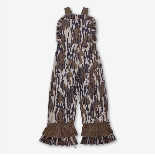 Ruffle straps bottomland camo baby girls hunting overalls
