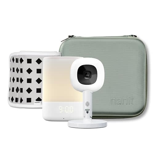 Nanit Travel Light Bundle Pro Camera with Portable Flex Stand, Sound + Light Audio Monitor & Baby Night Light, and Travel Case - Green