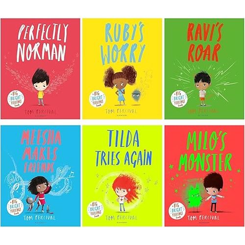 A Big Bright Feelings 6 Books Collection Set (Perfectly Norman, Ruby’s Worry, Ravi's Roar, Meesha Makes Friends, Tilda Tries Again & Milo's Monster) Paperback – January 10, 2024