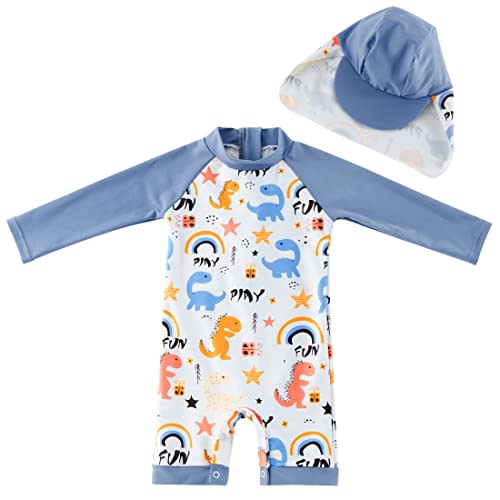 UMELOK Baby Boys UPF 50+ Sun Protection One Piece Rashguard Swimsuit with Snap Bottom