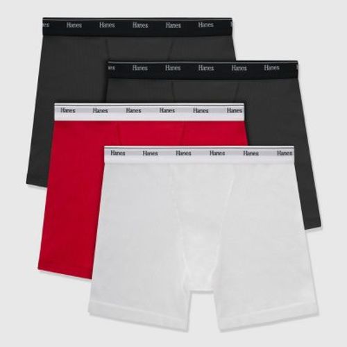 Hanes Women's 4pk Originals Boxer Briefs - White/red/black L