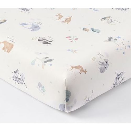 Organic Avery Animals Crib Sheet , Multi