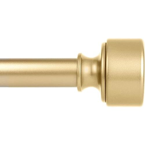 Gold Curtain Rods for Windows 48 to 84 Inch(4-7ft), 1 Inch Diameter Heavy Duty Curtain Rod, Adjustable Decorative Drapery Poles 36-88", Brass Gold