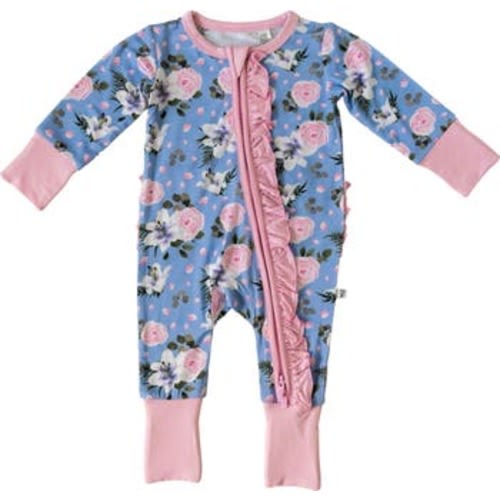 Lillian Floral Ruffle Convertible Footie, 0-3M