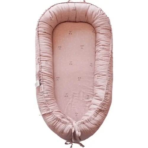 Infant Lounger, Baby Nest Cover for Baby Girls & Boys, Newborn Essentials for Baby 0-12 Months, 100% Cotton Breathable, Portable Travel Bed (Cherry_Muslin)