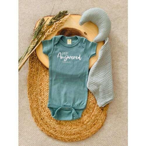 He Answered Christian Baby Onesie, Christian Baby, Baby Clothes, Bible Verse,