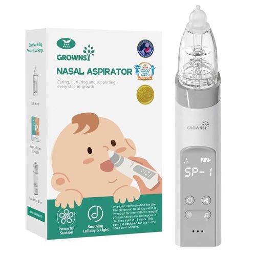 GROWNSY Nasal Aspirator for Baby, Electric Baby Nose Sucker with Larger Suction Chamber and More Powerful Suction, Automatic Nose Cleaner with Music and Light Soothing Function