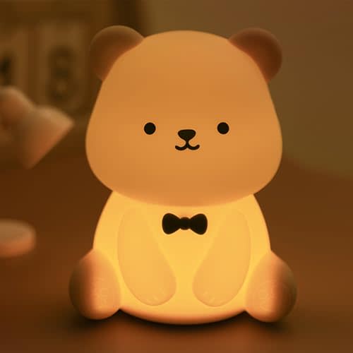 Bestfaith Cute Teddy Bear Night Light, LED Squishy Night Lamp, 7 Colors Dimmable Nursery Nightlight for Kids, Rechargeable Touch Lamp, Dorm Decor, Kids Funny Gifts (Teddy Bear)