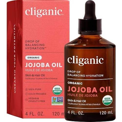 Amazon.com: Cliganic Organic Jojoba Oil, 100% Pure Cold Pressed for Face & Hair, 4oz | Natural Moisturizing Carrier for Skin & Nails, Softening, Hexane & Fragrance Free, Non-GMO Unrefined, Fast Absorbing
