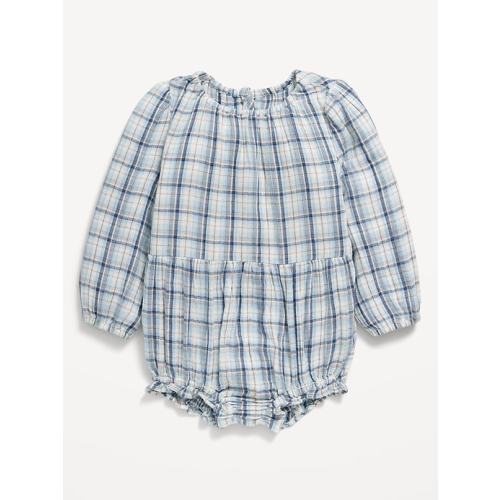 Long-Sleeve Chambray One-Piece Romper for Baby