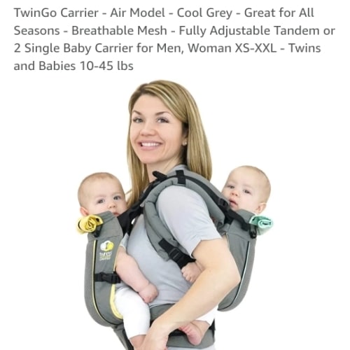 Amazon.com : TwinGo Carrier - Air Model - Classic Black - Great for All Seasons - Breathable Mesh - Fully Adjustable Tandem or 2 Single Baby Carrier for Men, Woman XS-XXL - Twins and Babies 10-45 lbs : Baby