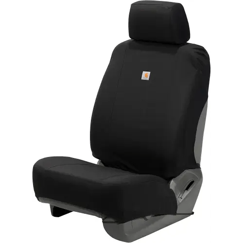 Carhartt Universal Nylon Duck Canvas Fitted Bucket Seat Cover, Durable Seat Protection with Rain Defender, Single, Black