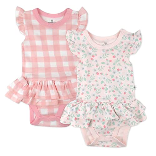 HonestBaby Multipack Short Romper Sets and Dresses 100% Organic Cotton for Infant Baby and Toddler Boys, Girls, Unisex