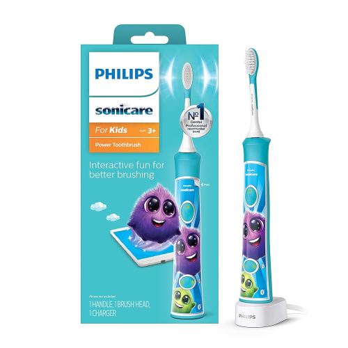 Philips Sonicare for Kids 3+ Bluetooth Connected Rechargeable Electric Power Toothbrush, Interactive for Better Brushing, Turquoise, HX6321/02