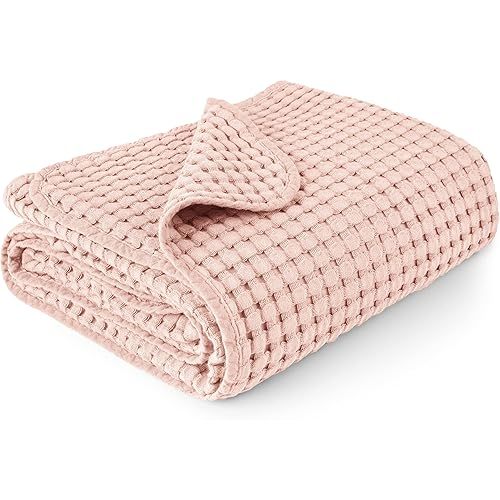Konssy Waffle Baby Blankets, Nursery Blankets for Boys Girls, Swaddle Blankets Neutral Soft Lightweight Toddler and Kids Throw Blankets(Pink)