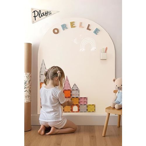 Orelle MagicWall | Magnetic Wall Decal Arch | Peel and Stick Magnetic Chalkboard for Wall | Kids Wall Decals | Playroom Essentials | Includes Chalk & Holder | Large | 31 x 39 | Cream