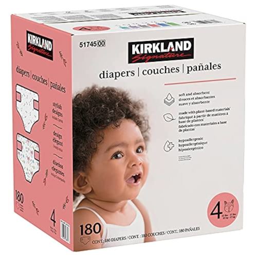 Diapers Unisex Stage 4, 10 to 17 kg, Kirkland Signature, 180 Count