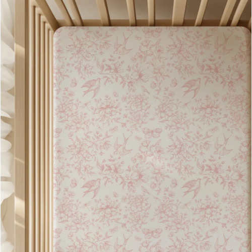 Botanical Lullaby - Toile Bamboo Crib Sheet