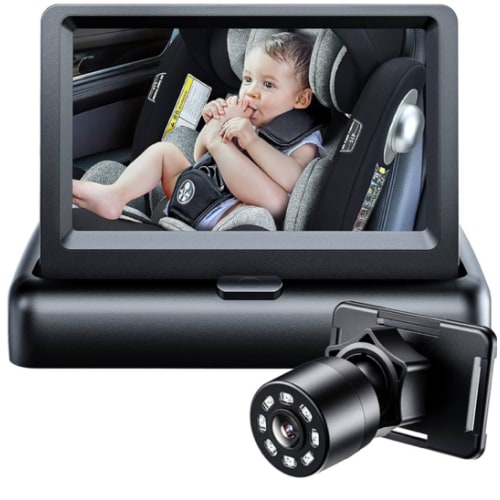 Itomoro Baby Car Mirror, View Infant in Rear Facing Seat with Wide Crystal Clear View,360° Rotation Plug and Play Easy Install baby car monitor 1080p