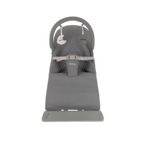 Nuby Baby Bouncer with Toy Bar, Vibrates and Plays Music - Gray