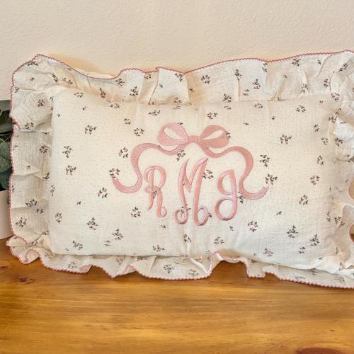 Custom Embroidered Nursery Baby Pillow - Nursery Pillow with Ruffles, Personalized Baby Shower Gift, Newborn Bedding Decor, Toddler Pillows
