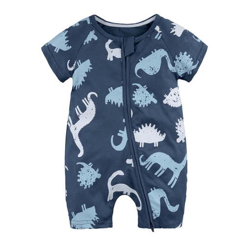 TOOYOU Baby Girls Boys Bodysuits Summer Short Sleeved Romper Print Double Zipper Jumpsuit Crawl Suit Unisex Onesies Clothing Size 6-12 Months