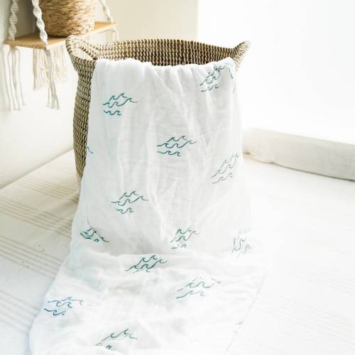 Simple Wave Swaddle - Organic Baby Swaddle | Ocean Nursery Decor – Coca + B.