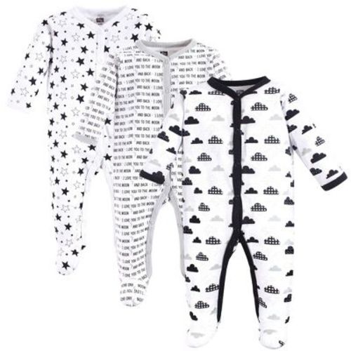 Hudson Baby Baby Cotton Snap Sleep and Play 3pk, Moon And Back, 3-6 Months