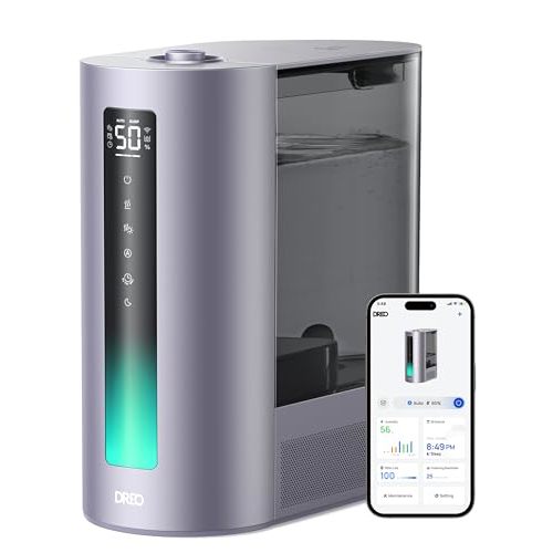 Dreo 6L Humidifiers for Bedroom, Smart Warm & Cool Mist for Large Room, 60Hr Quiet Runtime for Baby, Plant, Humidity Sensor, Indicator Light, 12H Timer, Google/Alexa, Purple