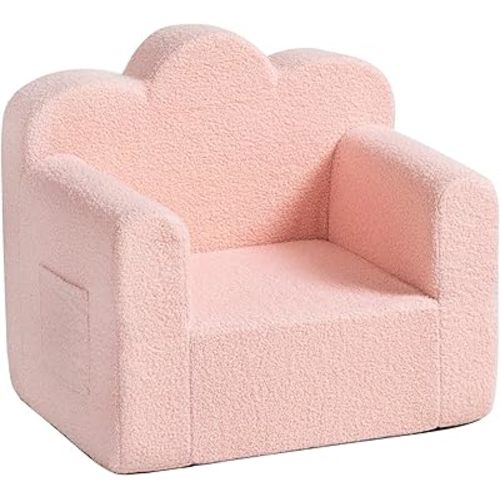Kids Couch Sherpa Toddler Chair, Cloud-Like Comfy Kids Sofa Toddler Reading Chair with Washable Cover Carrying Handle, Convertible Children Sofa Chair for Girls and Boys