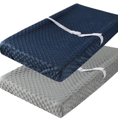 Dot Changing Pad Cover for Baby Boy and Girl 2 Pack Set Ultra Soft Solid Navy and Grey