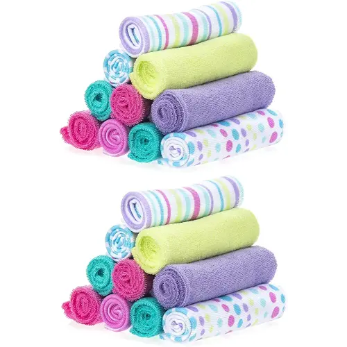 Spasilk Washcloth Wipes Set for Newborn Boys and Girls, Soft Terry Washcloth Set, Pack of 20, Aqua