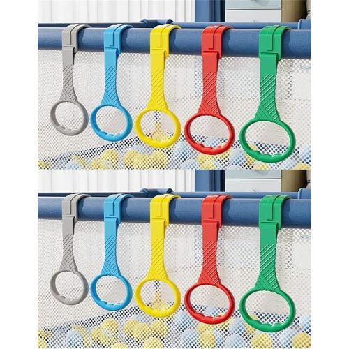 10pcs Walk Assistant Plastic Baby Crib Pull Rings for Baby Baby Pull Up Rings Cot Hanging Rings for Infant Baby Toddler Practice Tool (5 Color-10pcs)