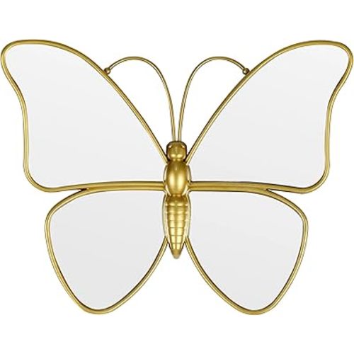 Decorative Butterfly Wall Mirror with Gold Plastic Frame (12.2 x 9.8 inch)