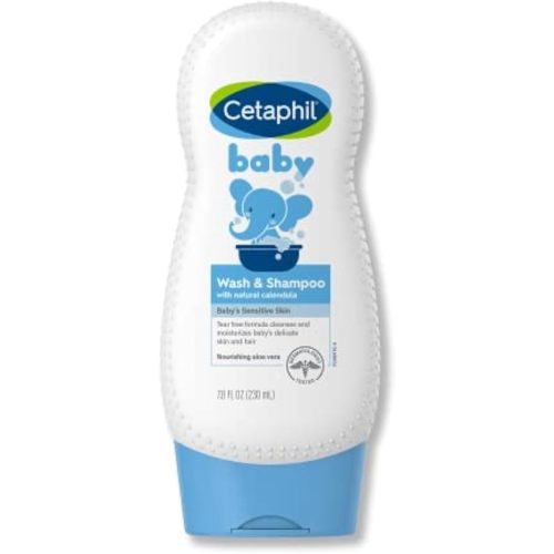 Cetaphil Baby Shampoo and Body Wash with Organic Calendula, 7.8 Fl Oz, Hypoallergenic, Tear Free, Soap Free, Ideal for Everyday Use