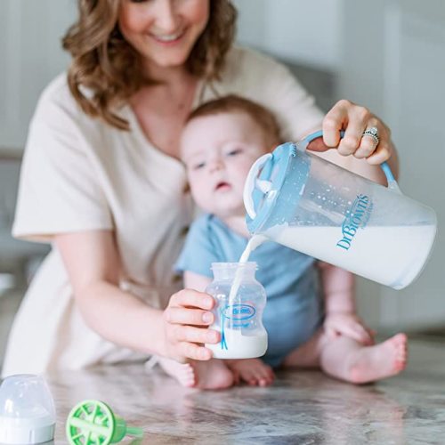 Dr. Brown's Baby Formula Mixing Pitcher with Adjustable Stopper, Locking Lid & No Drip Spout, Blue, BPA Free, 36oz, 1 Pack