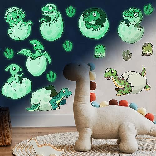 Dinosaur Wall Decals for Boys Girls Room, Glow in The Dark Stickers, Large Removable Decor for Bedroom, Bathroom, Classroom -Cool Light Art, Kids Birthday Christmas Gift ,Toddlers and Babies