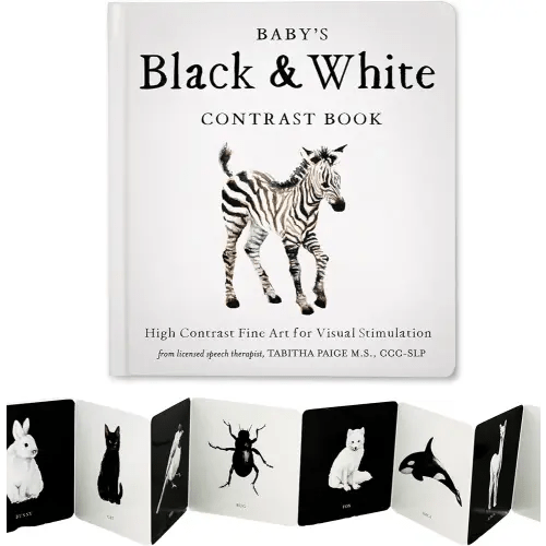 Baby's Black and White Contrast Book: High-Contrast Art for Visual Stimulation at Tummy Time (Tabitha Paige Children's Book Series)