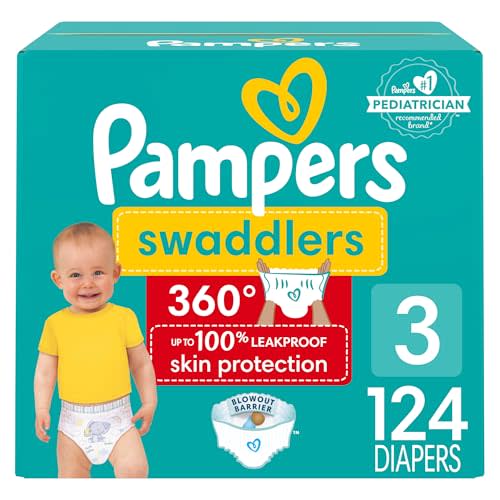 Pampers Diapers - Swaddlers 360 - Size 3, 124 Count, for up to 100% Leakproof Premium Skin Protection
