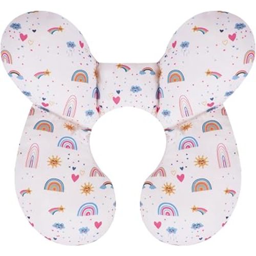 KAKIBLIN Baby Travel Pillow,Upgraded Baby Neck Pillows for Car Seat,Baby Support Pillow,Infant Neck Pillow for Toddler Head and Neck,Newborn Head Support for Car Seat,Pushchair (Rainbow)