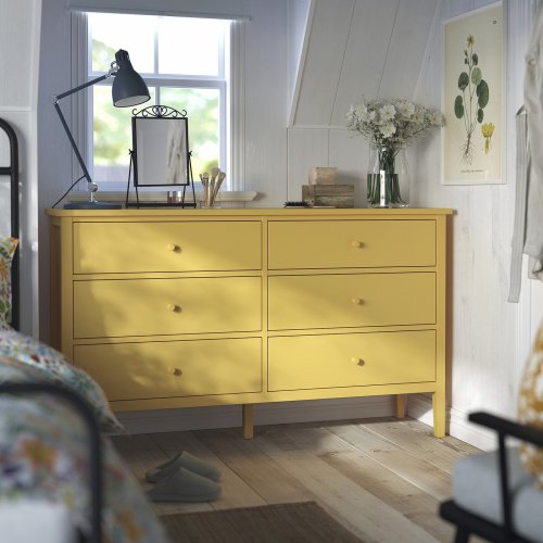 Changing Table GULLABERG 6-drawer dresser - yellow 66 1/8x18 7/8x39 3/8 "